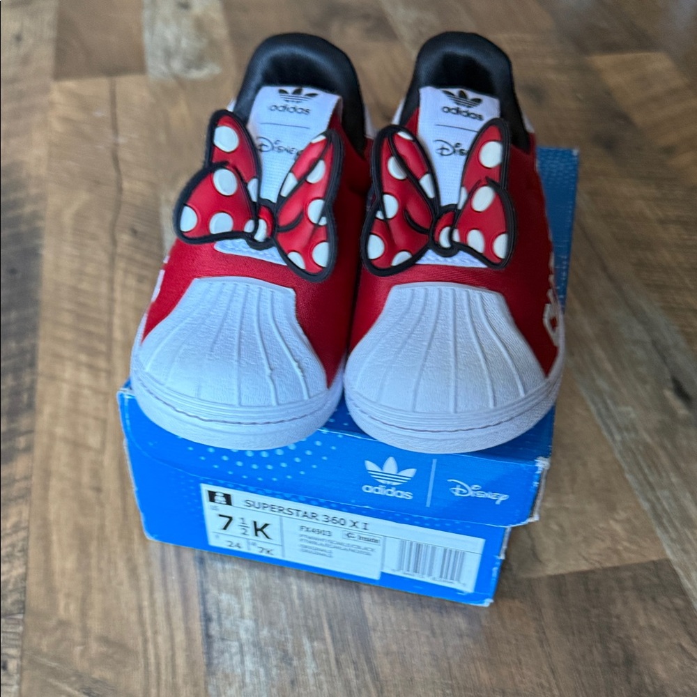 Adidas Disney Kids' Red and White Superstar Shoes